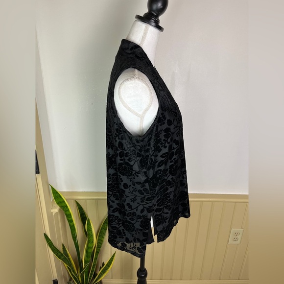 Vintage Y2K Spense M Velvet Floral Burnout V-Neck Top Whimsigoth Witchy Grunge - Picture 3 of 10